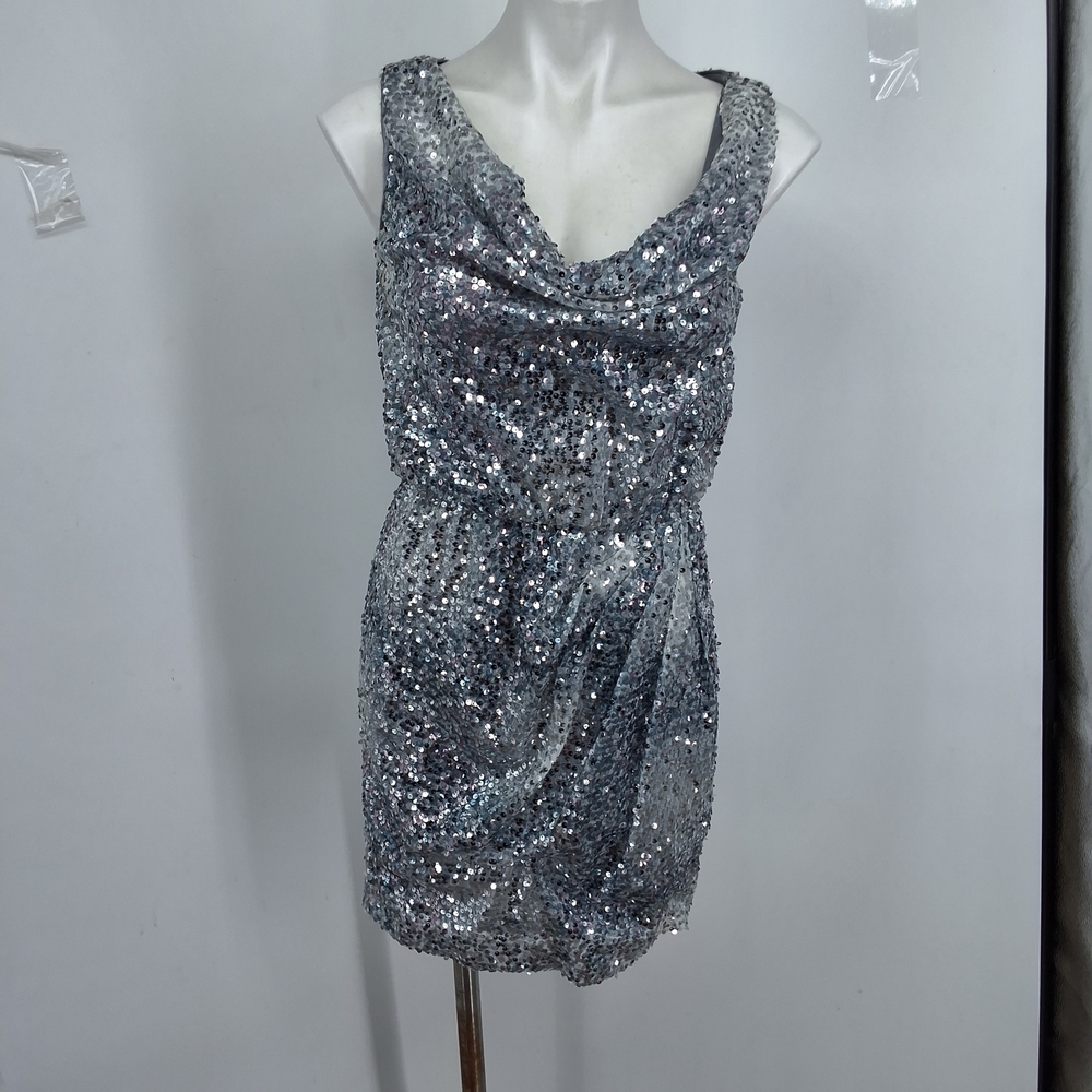 Aqua Sz 6 Silver Sequin Mini Dress